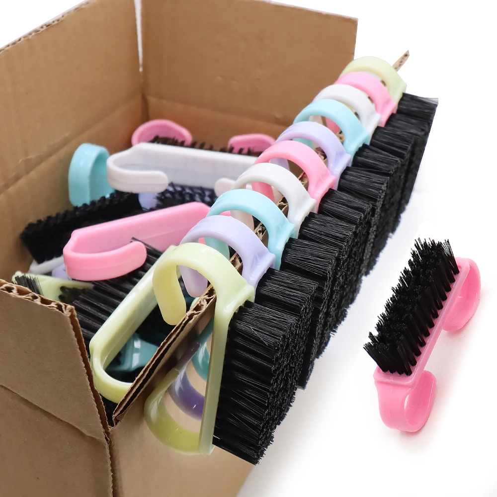 Blush Brush Kabuki - 50pcs/Box Plastic Nail Brushes with Soft