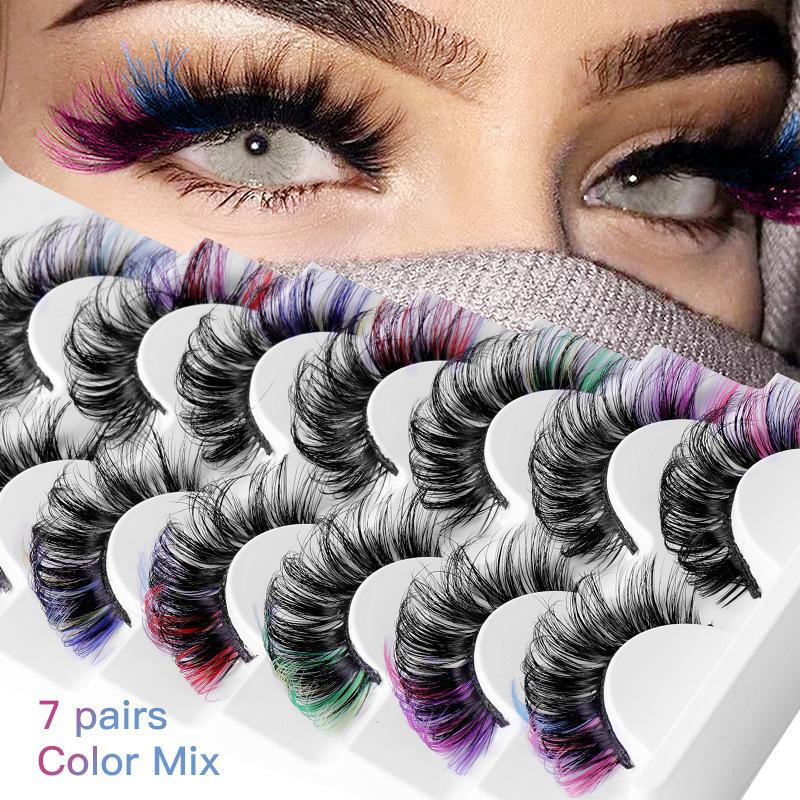 7 Pairs Colorful False Eyelash - False Eyelashes Natural review and price
