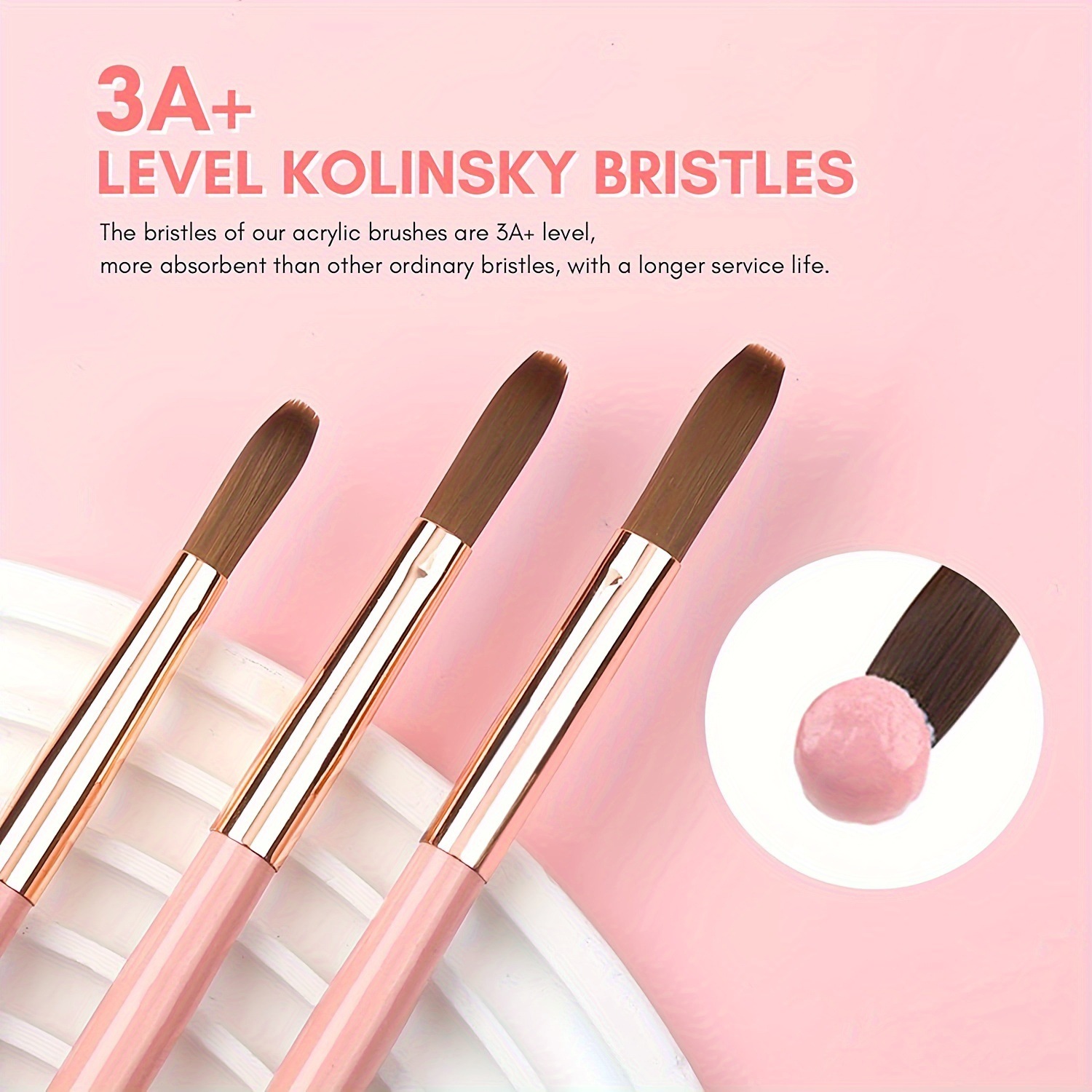 3pcs Kolinsky Acrylic Nail Bru - Blush Brush Kabuki review and price