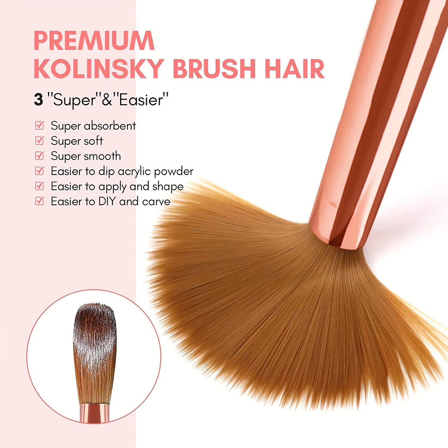 3pcs Kolinsky Acrylic Nail Bru - Blush Brush Kabuki review and price