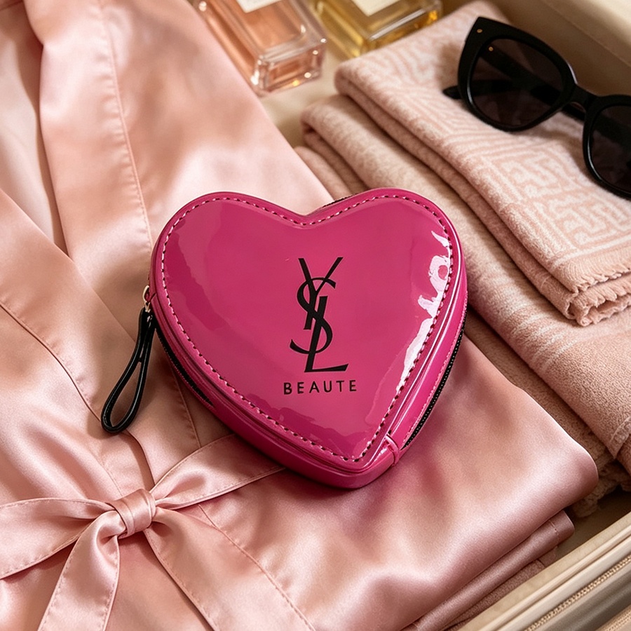 YSL Blush Pink Heart Makeup Ba - Ysl Beauty Makeup review and price