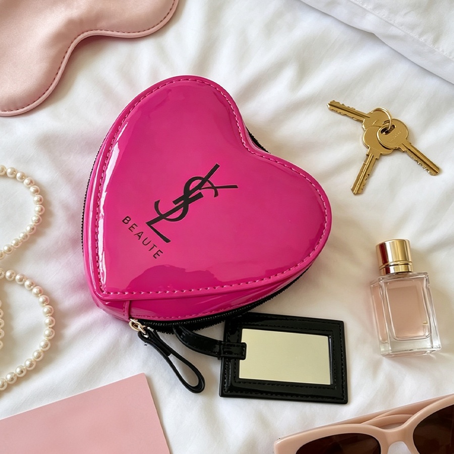 YSL Blush Pink Heart Makeup Ba - Ysl Beauty Makeup review and price